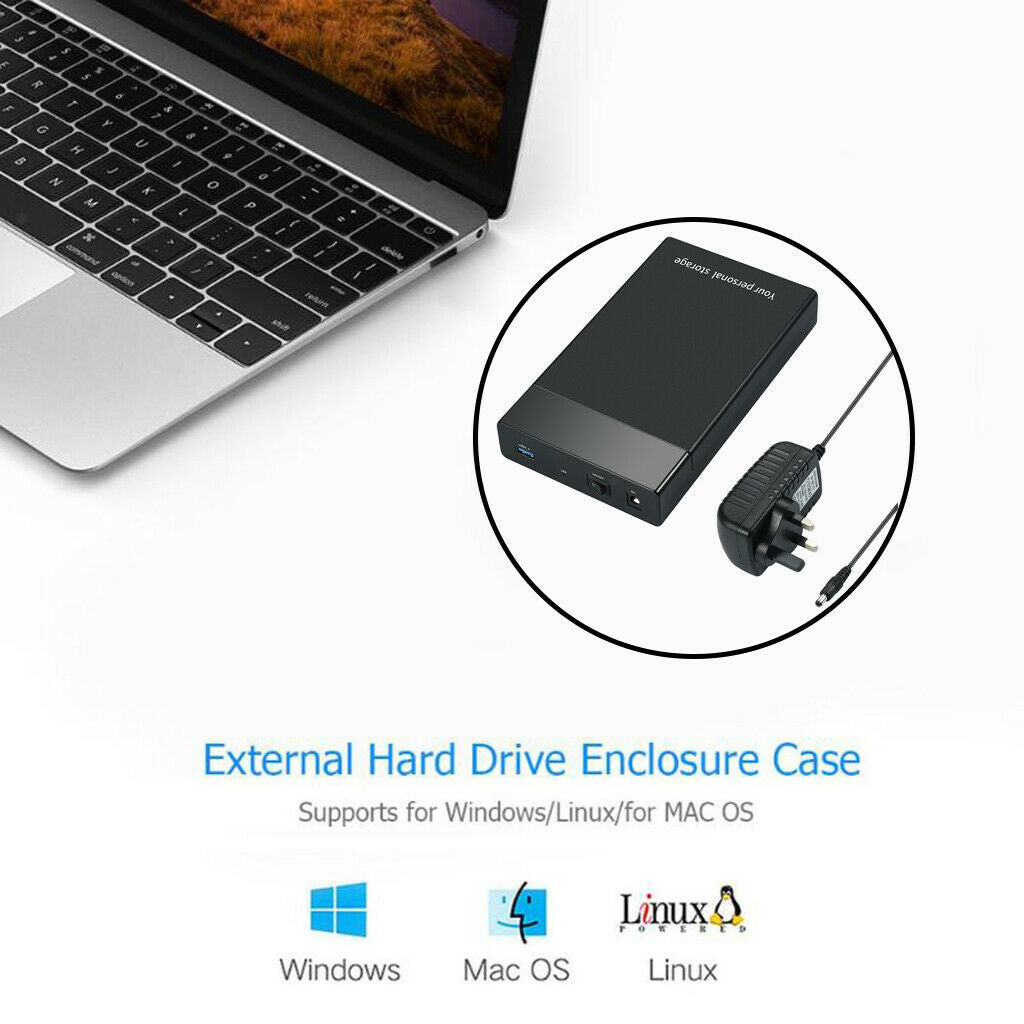 External Hard Drive Enclosure Adapter 3.2/2.5 Inch Case for HDD SSD UK