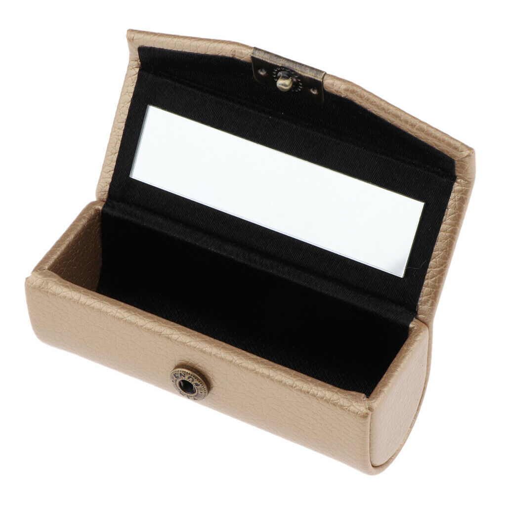 2 X Premium Leather Lipstick Case Organizer Box with Mirror for Bag