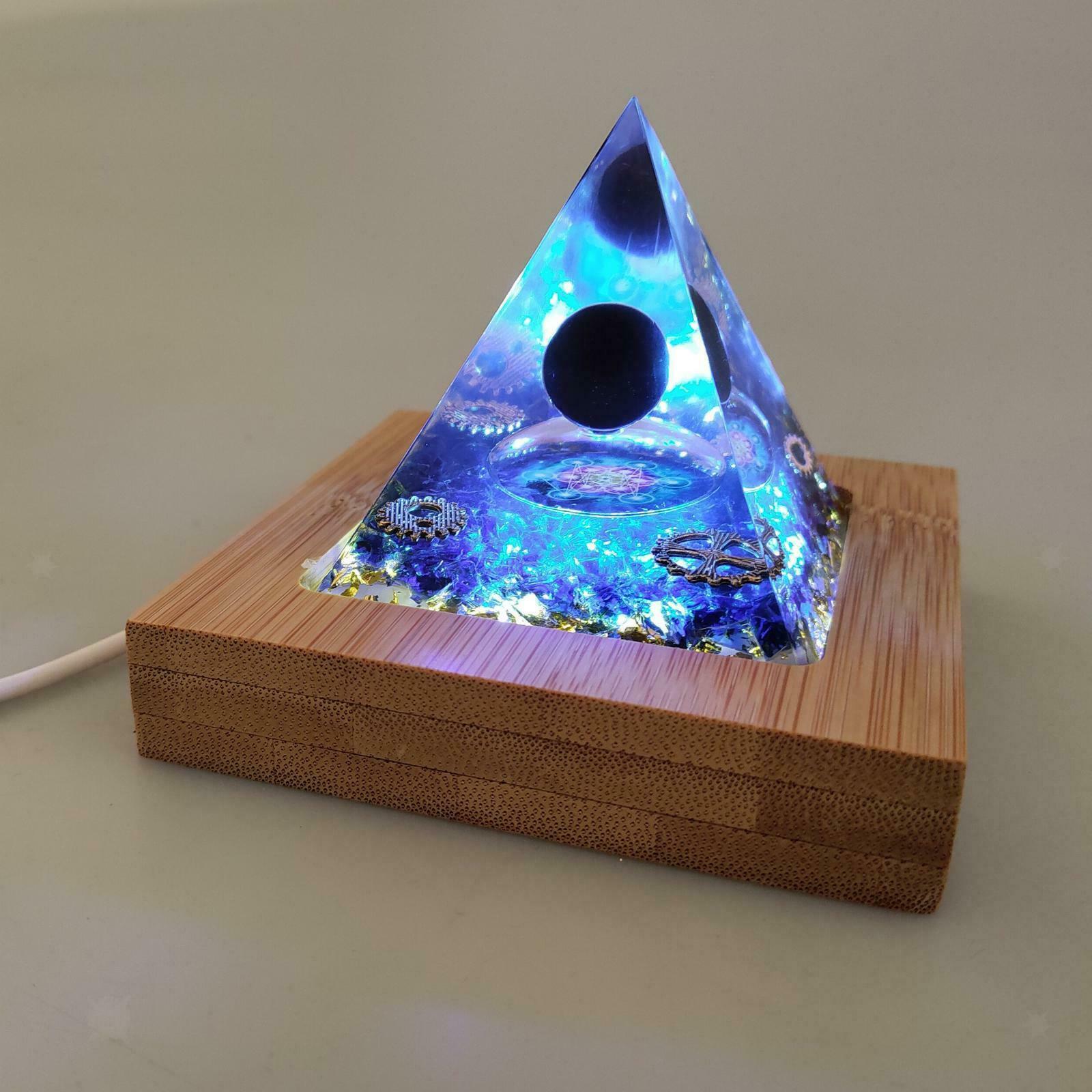 Orgone Pyramid Energy Generator w/ Base Quartz Crystal Tower Stone Decor