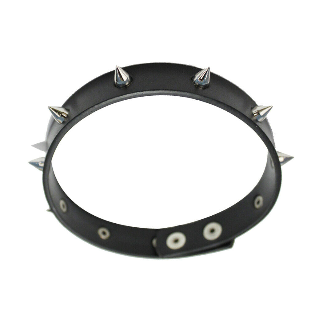 2 Pieces Punk Rock Gothic Leather Spike Rivet Stud Collar Choker Necklace