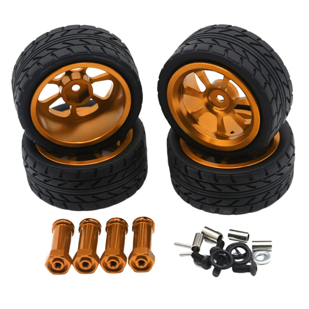 4pcs 1/14 RC Car Tires Tyres & Wheels For Wltoys 144001 w/ 12mm Hex Golden
