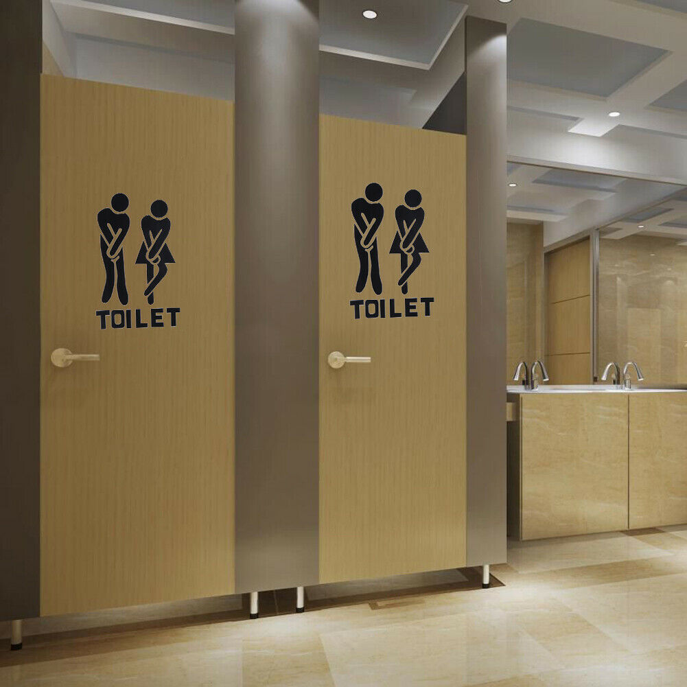 Removable Bathroom Door Wall Stickers Man Woman Toilet Sign Paste @