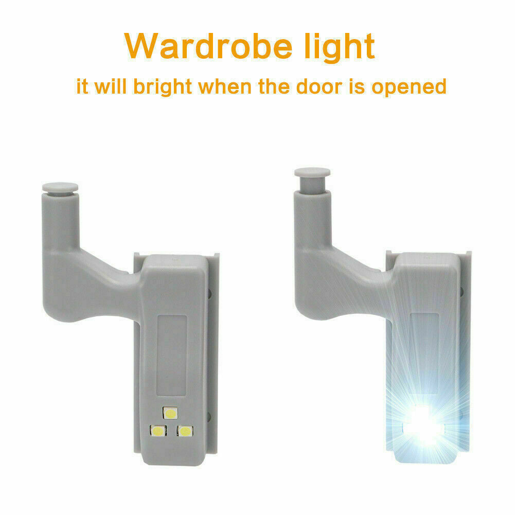 10PCS Cabinet Hinge LED Sensor Light For Wardrobe Cupboard Kitchen Door Closet