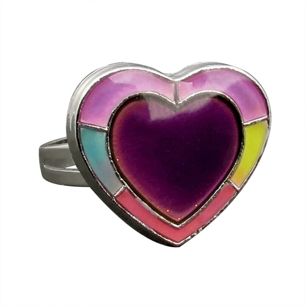 Womens Heart Shape Mood Change Color Heart Necklace Ring Jewelry Set