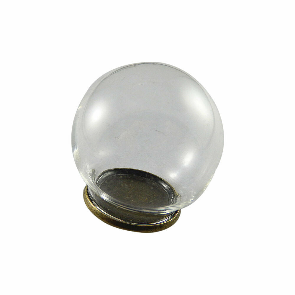4 sets Clear Glass Dome Cameo with Metal Base Pendant Jewelry Findings 34x31mm