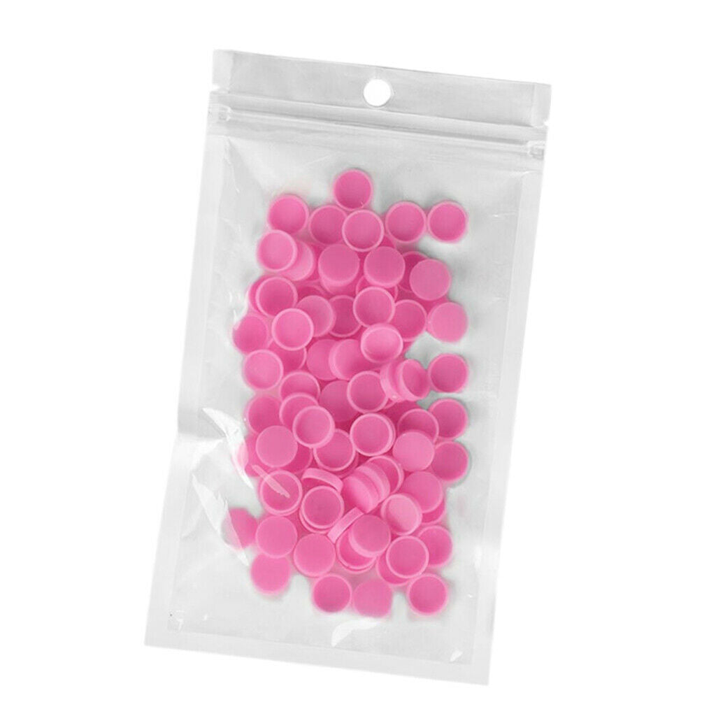 100x Disposable Glue Remover Delay Holder Permanent Makeup Ink Cups Caps 1cm