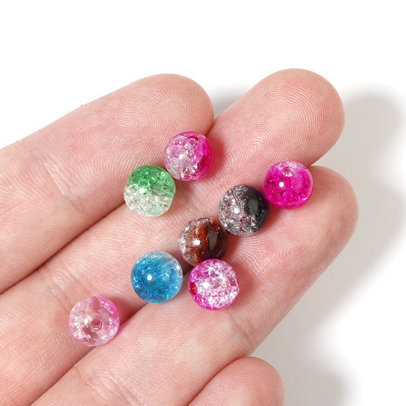 200x Round Crackle Beads 8mm Crackle Lampwork Bead for DIY Jewelry Supplies