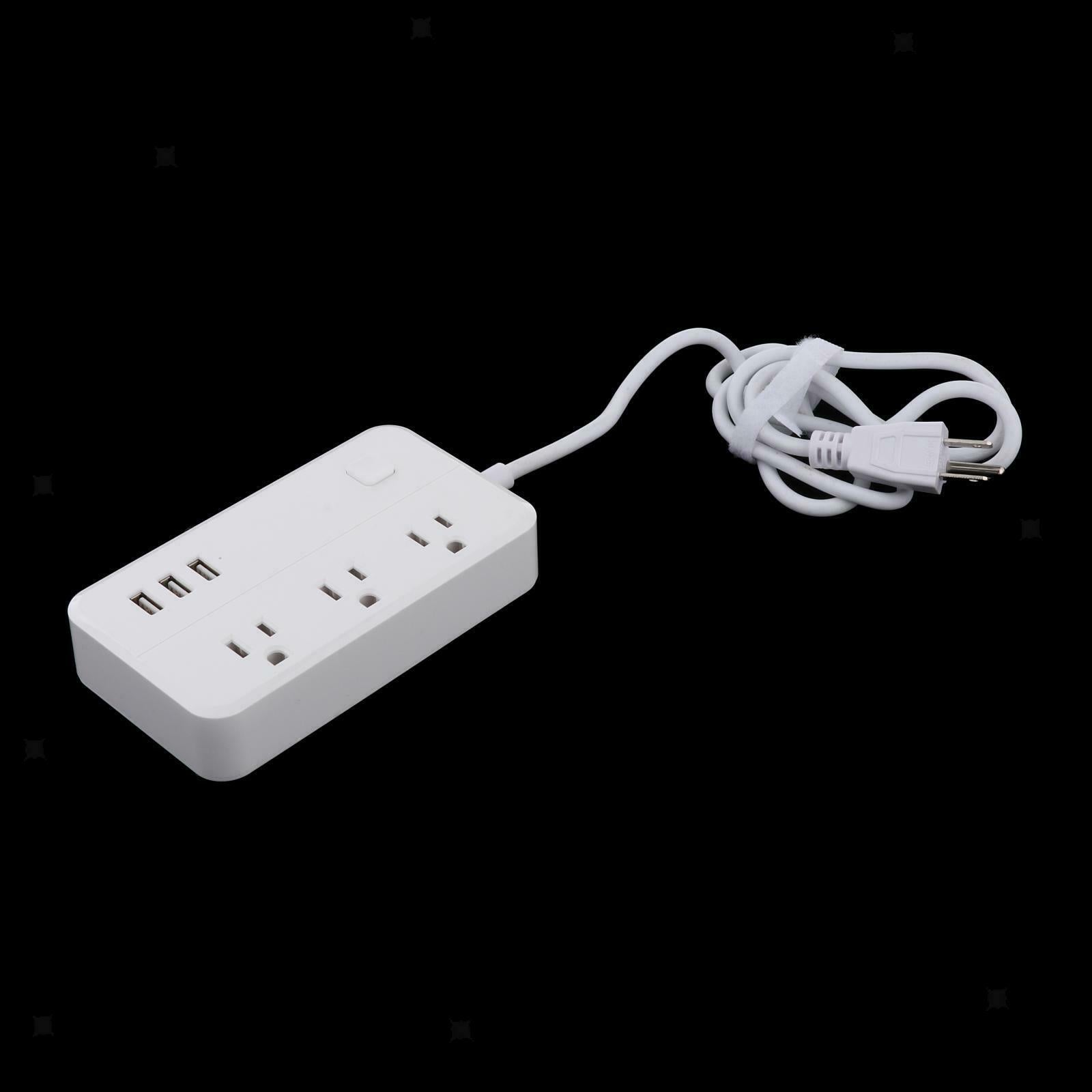 3 Outlet Plugs 3 USB Ports Power Strip Surge Protection Charging Station