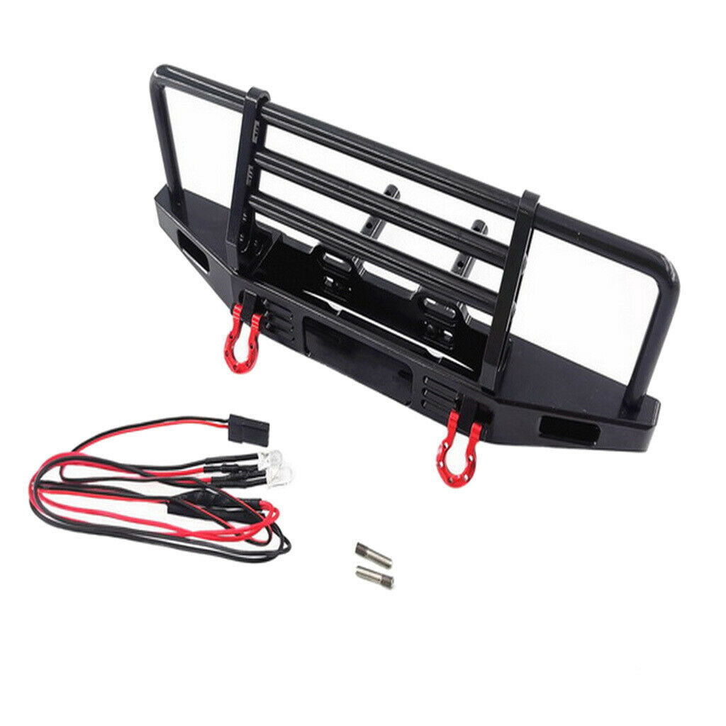 Metal Front Bumper With LED Lights For 1/10 Axial SCX10 TRX4 RC Crawler
