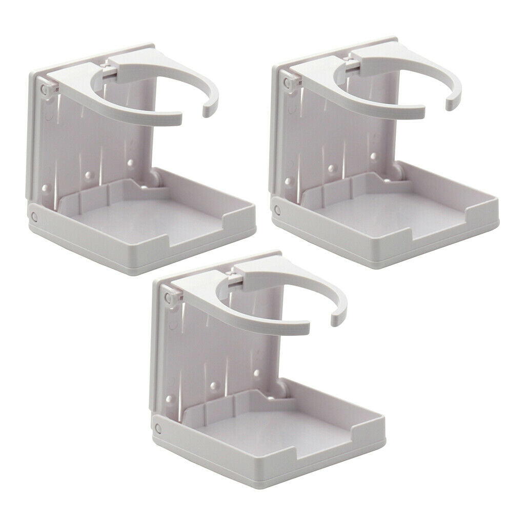 3x Plastic Drink Holder Folding for Marine Boats Cup Can Holder (White)