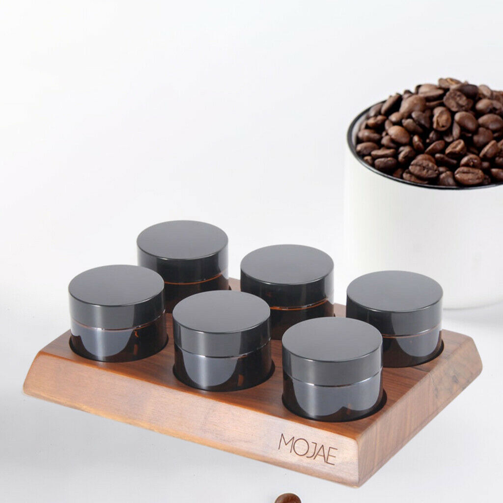Multifunction Coffee Bean Canister Storage Glass Jar Bottle w/ Wood Base