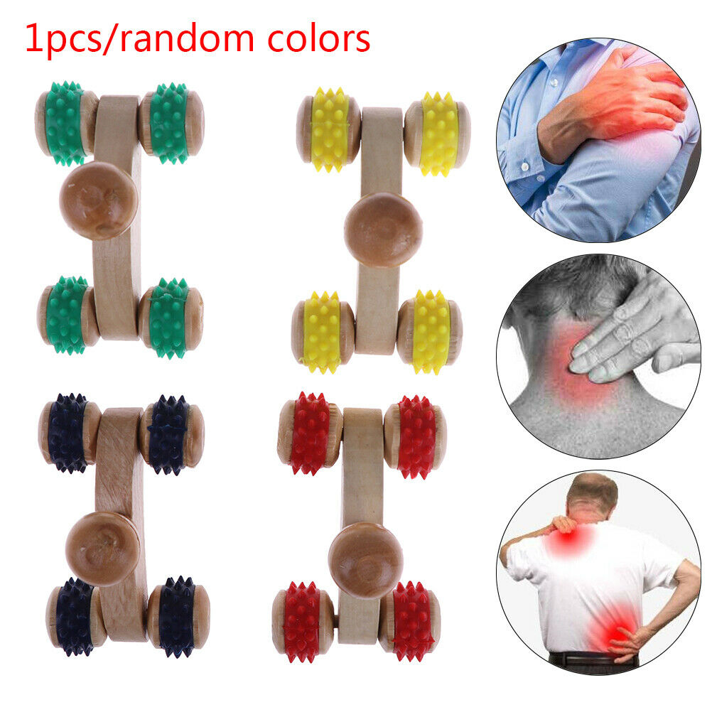 Solid Wooden Roller Relaxing Hand  Massage Tool Reflexology Face Foot Body _L Kt