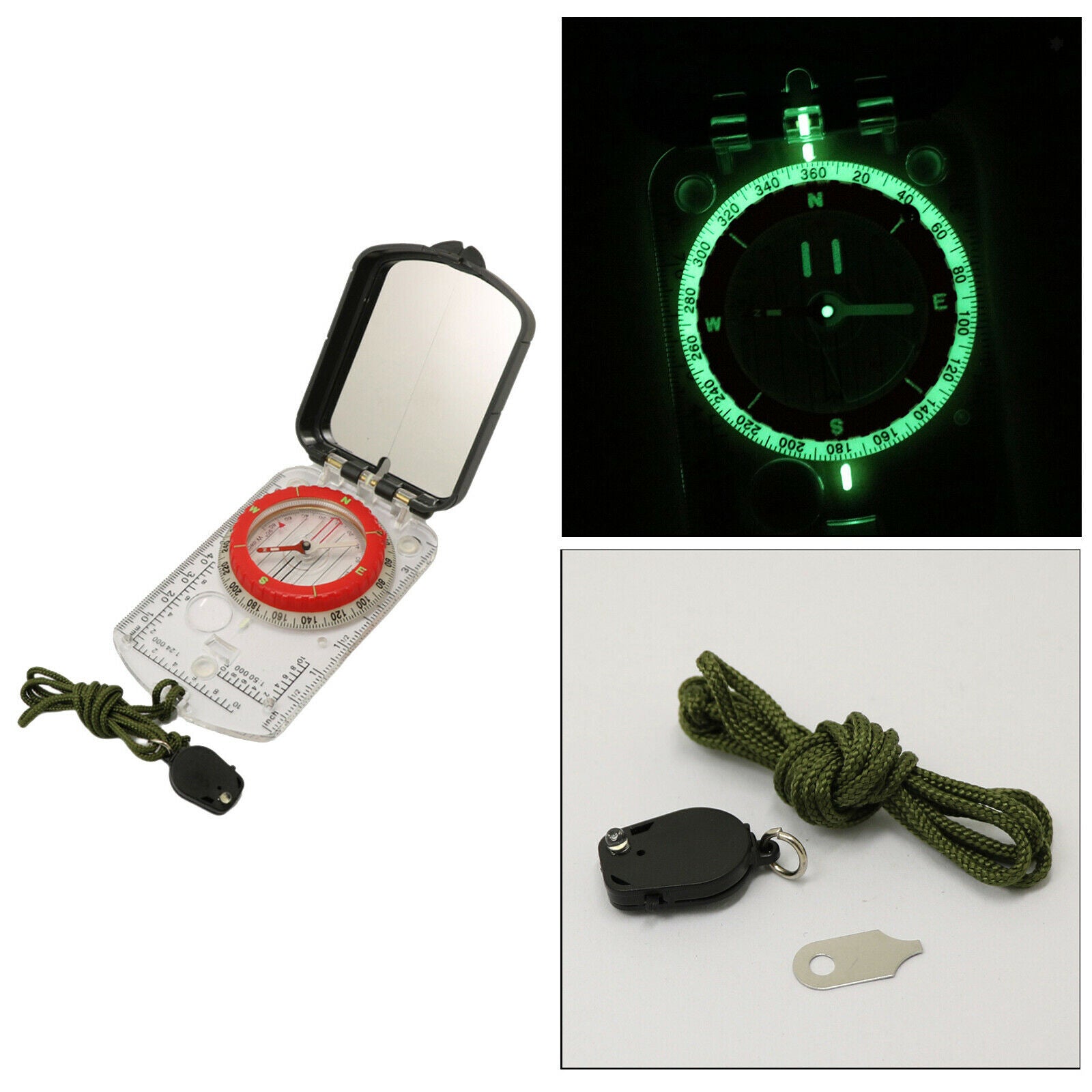 Foldable Compass Scale Map Ruler Clinometer Survival Hunting Mountaineering