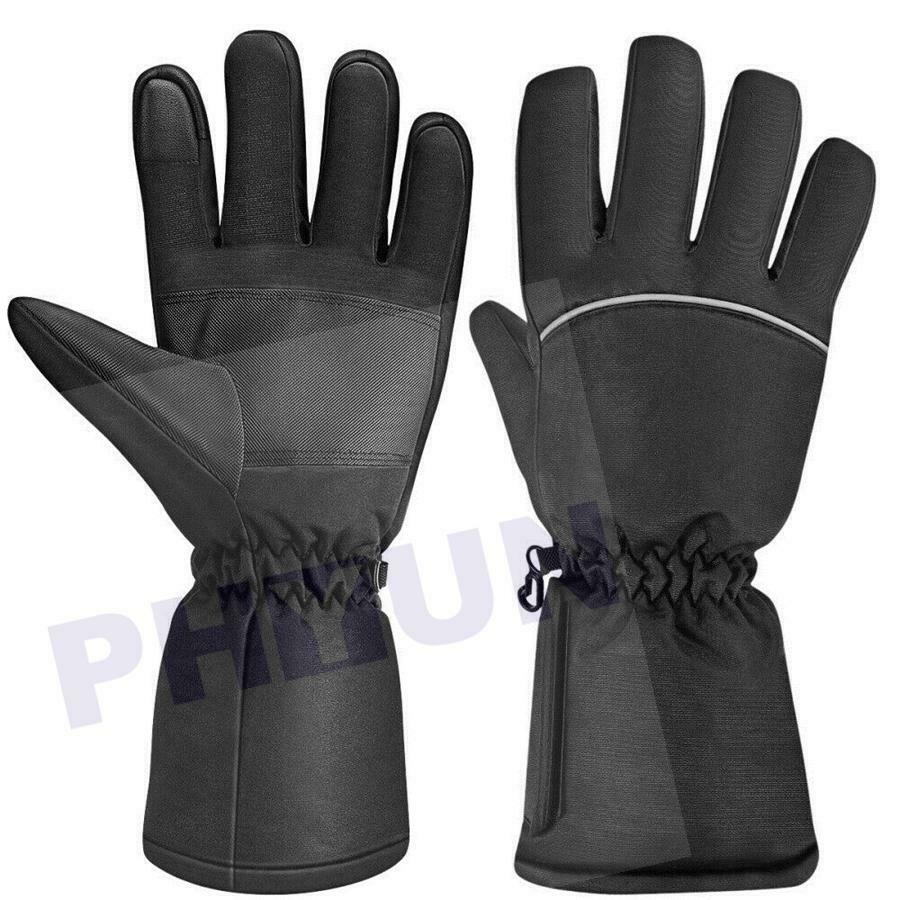 Black Motorcycle Fabric Heated Gloves Winter Warm Electric Waterproof Pair