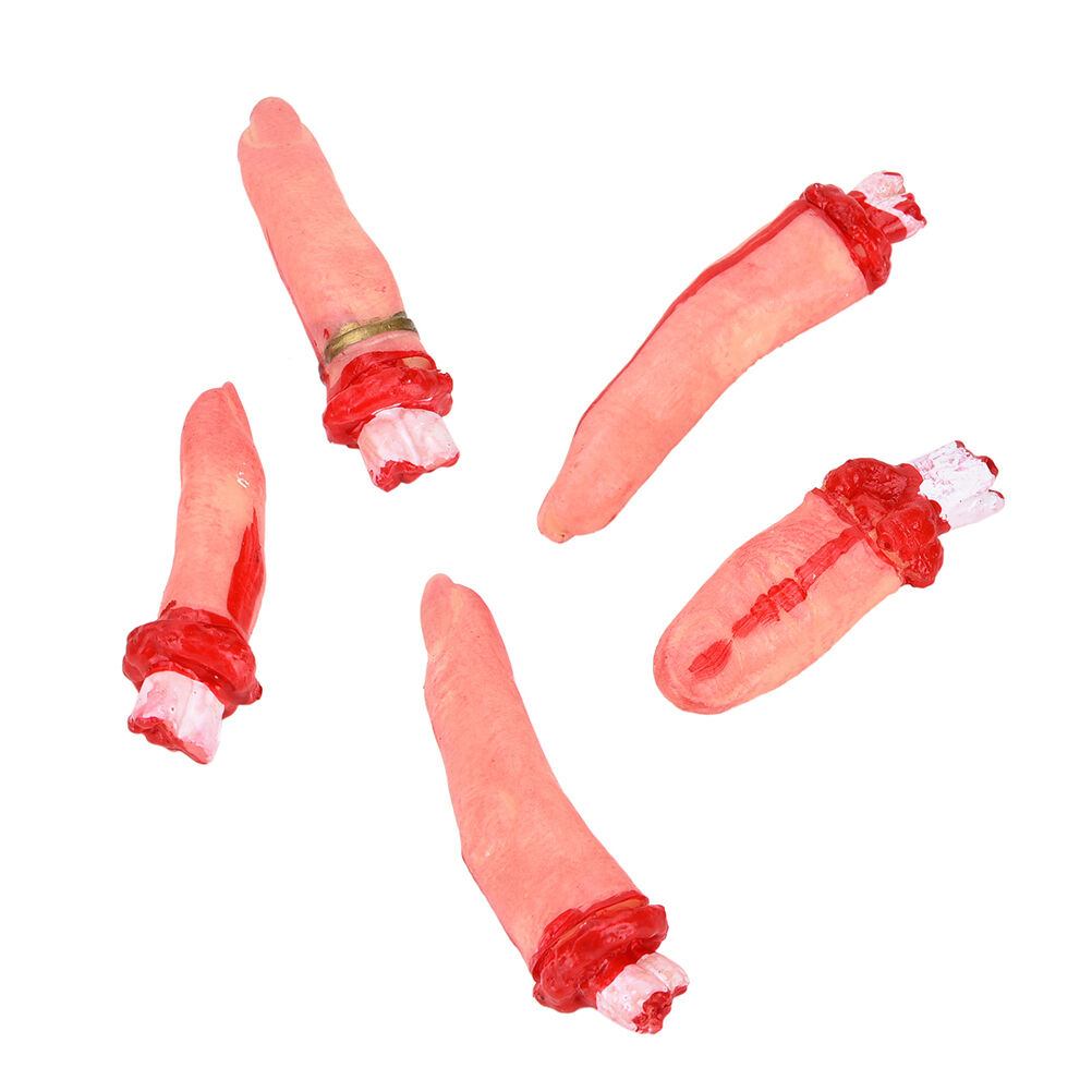 5in1 Halloween Horror Bloody Severed Chopped Fingers Chop Party Prop Deco.l8