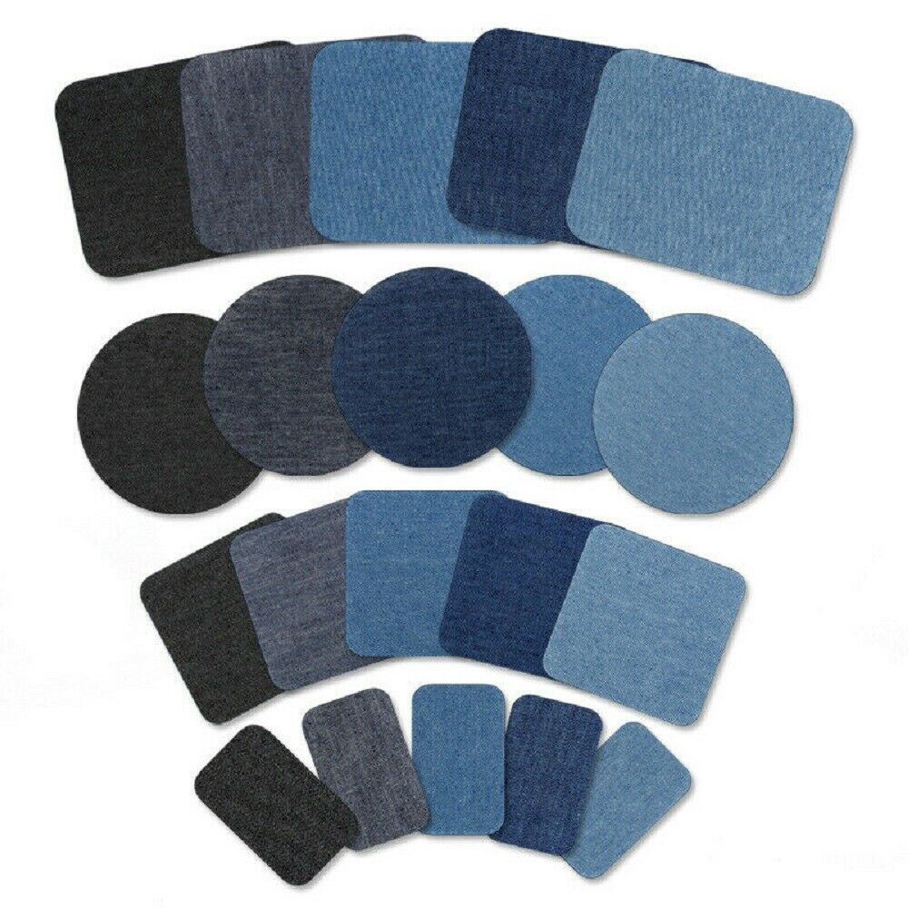 20pcs Assorted Iron On Denim Fabric Mending Patches Repair Kits For Denim Jeans
