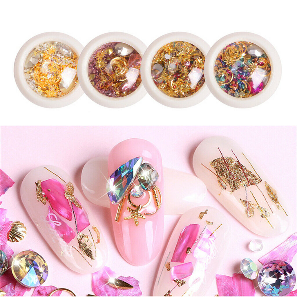 Set of 14 Manicure Nail Crystals Decors Brushes Dotting Tools Nail File Kit