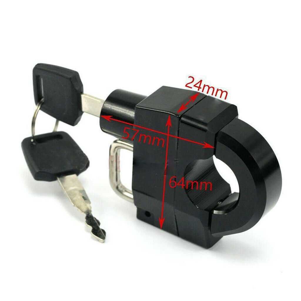 Scooters Motorcycle Helmet Lock Padlockfits 22-26mm Handlebar Black w/ Keys