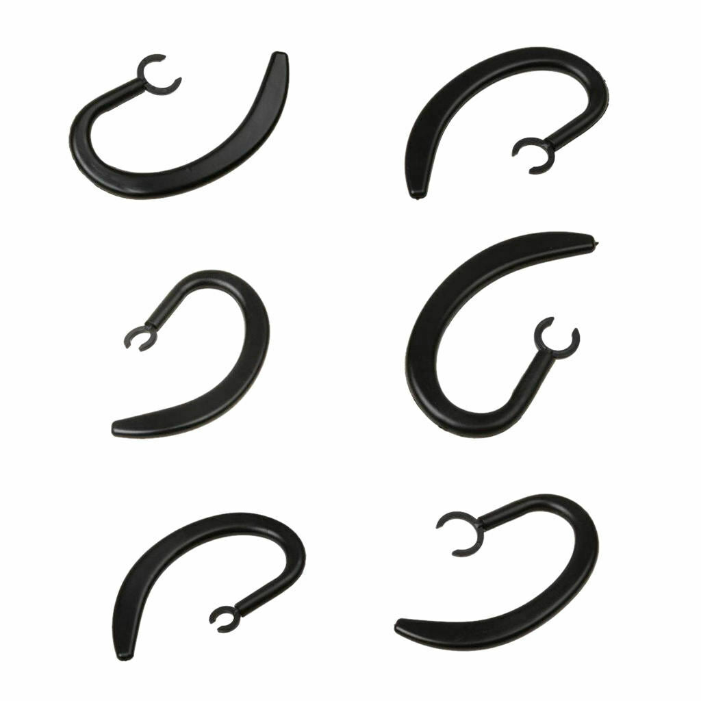 6 Pcs Replacement Spare Ear Hooks Earloop For Bluetooth Headset Black