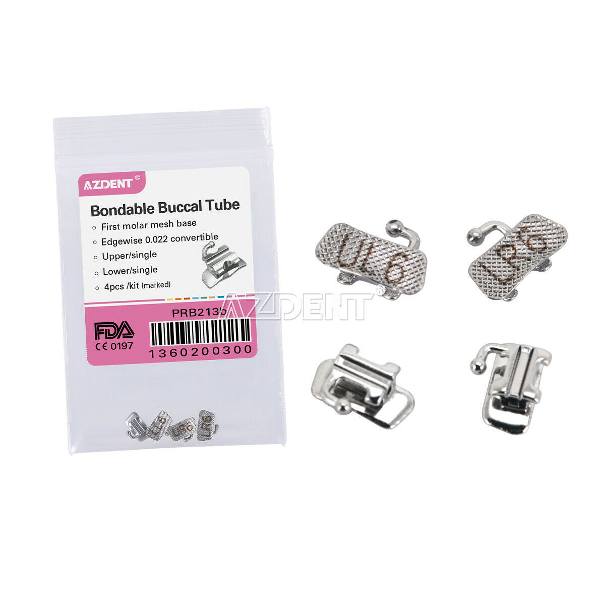 100X Dental Buccal Tube 1st Molar Bondable Edgewise.022 Convertible 4pcs/kit