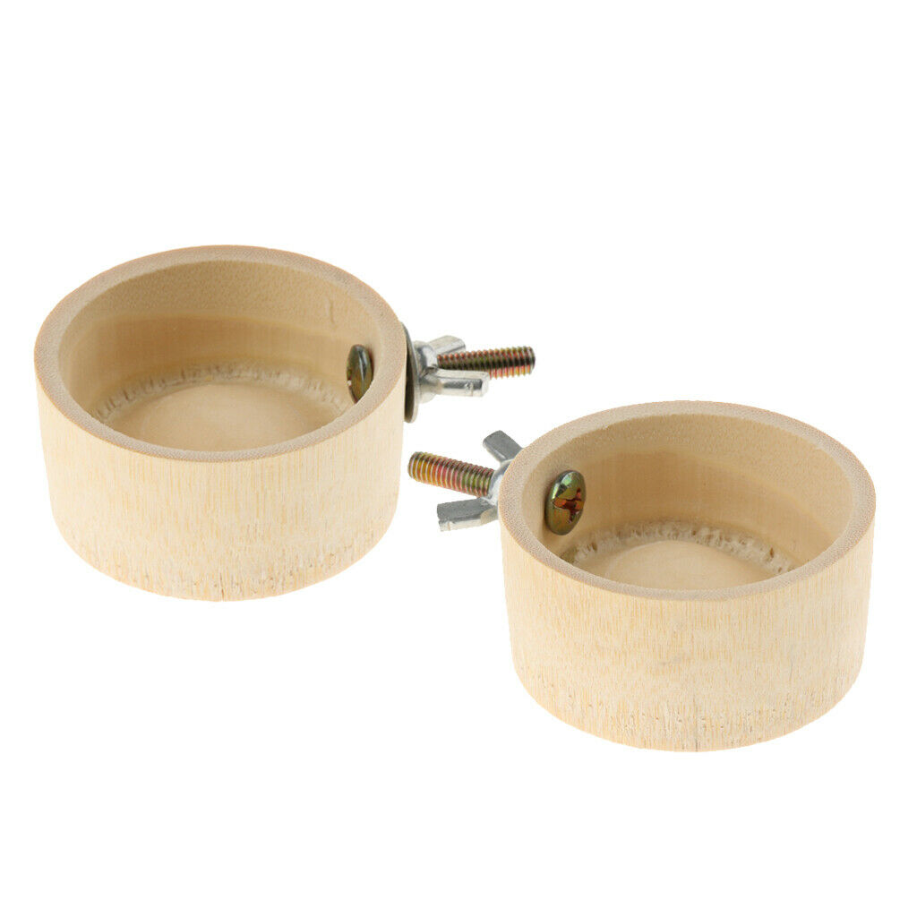 1 Pair Hamster Bowls, Food and Water Bamboo Bowls for Rodents Gerbil Hamsters