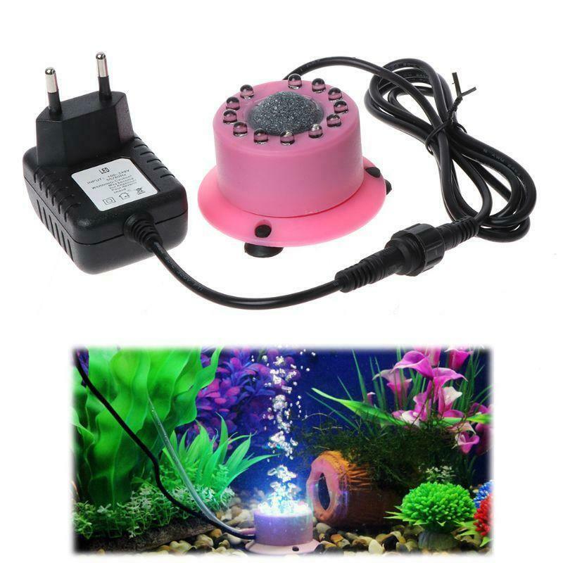 Mini Colorful Submersible 12 LED Light Air Curtain Bubbles Aquarium Accessories