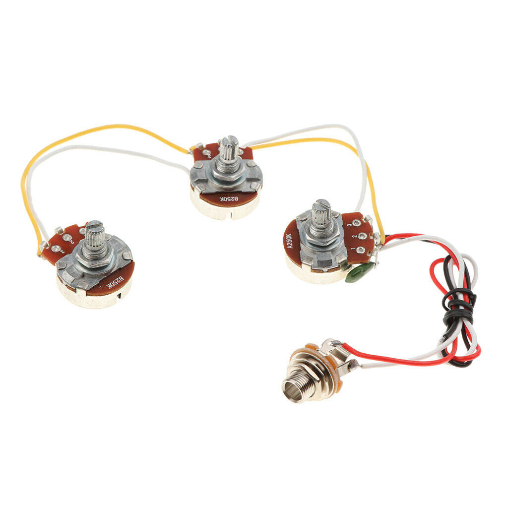 Durable DIY Jazz Bass Circuit Wiring Harness A250K B250K Pots with Socket
