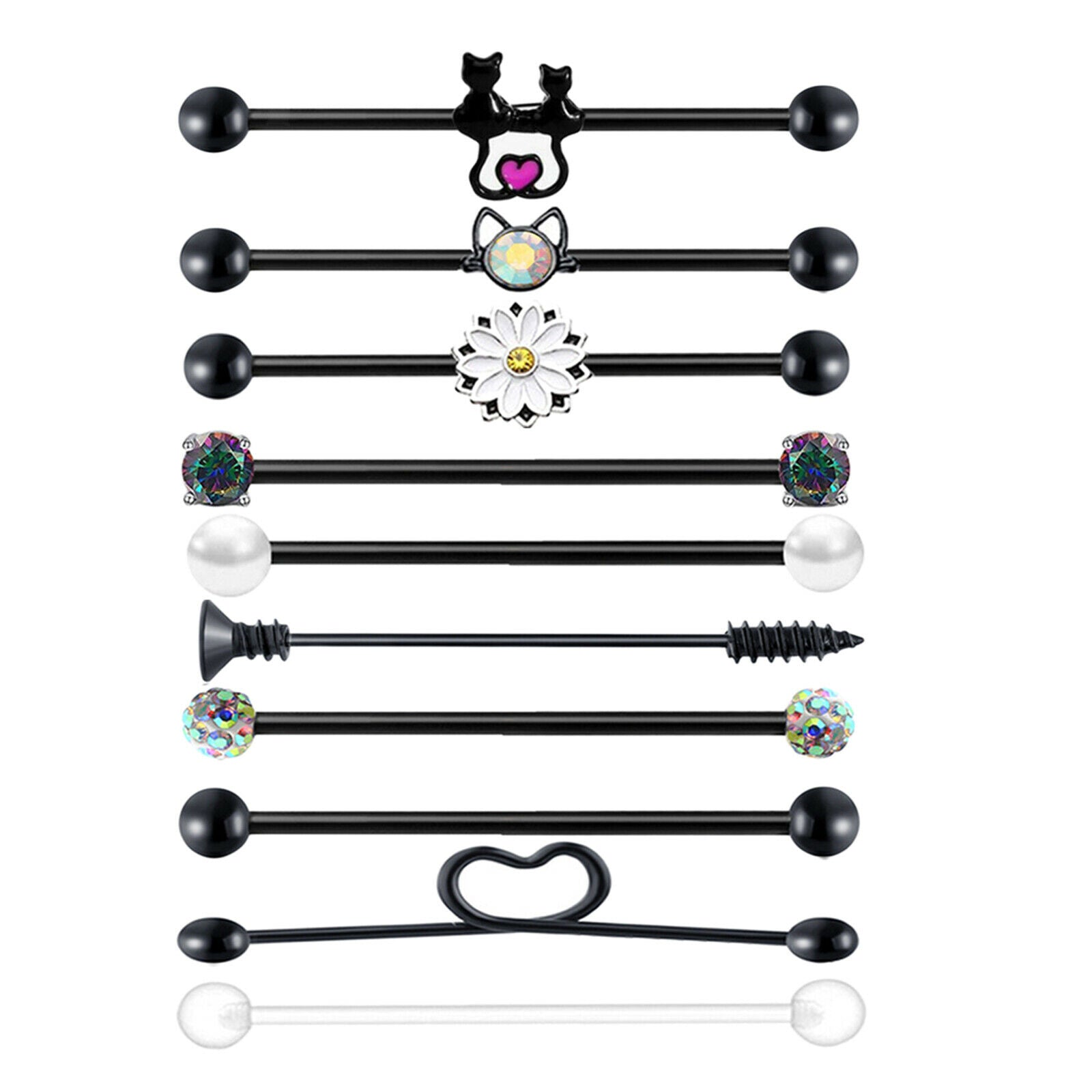 Scaffold Bar Barbell Black Industrial Ear Jewelry Earrings for Women Men