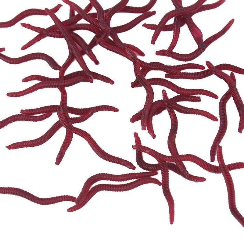 50X Soft Lure Fishing Simulation Earthworm Red Artificial Fishing L laJ Kt