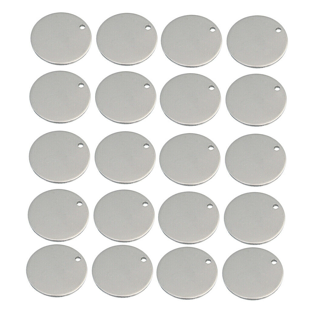 20pc Stainless Steel Round Metal Tags Stamping Blanks Tag Charms DIY Jewelry 6mm
