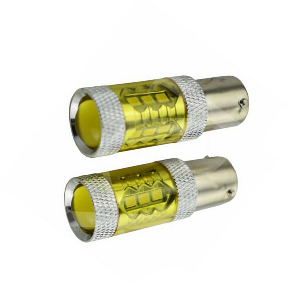 2 Pieces 1156 BA15S 80W Yellow LED Turn Signal Backup Reverse Lamp