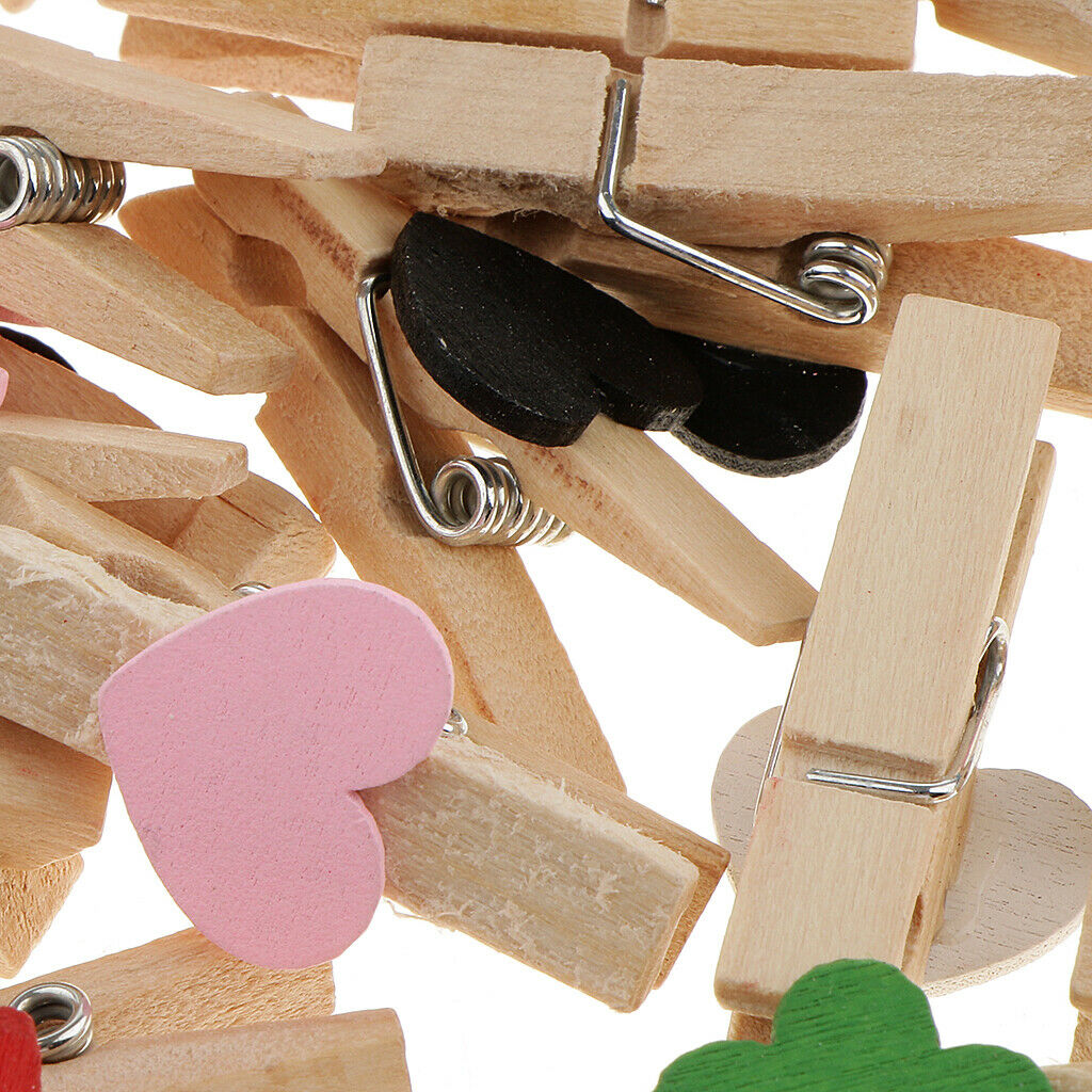 50pcs      Wood   Heart   Star   Pegs   Craft   Wedding   Hanging   Photo