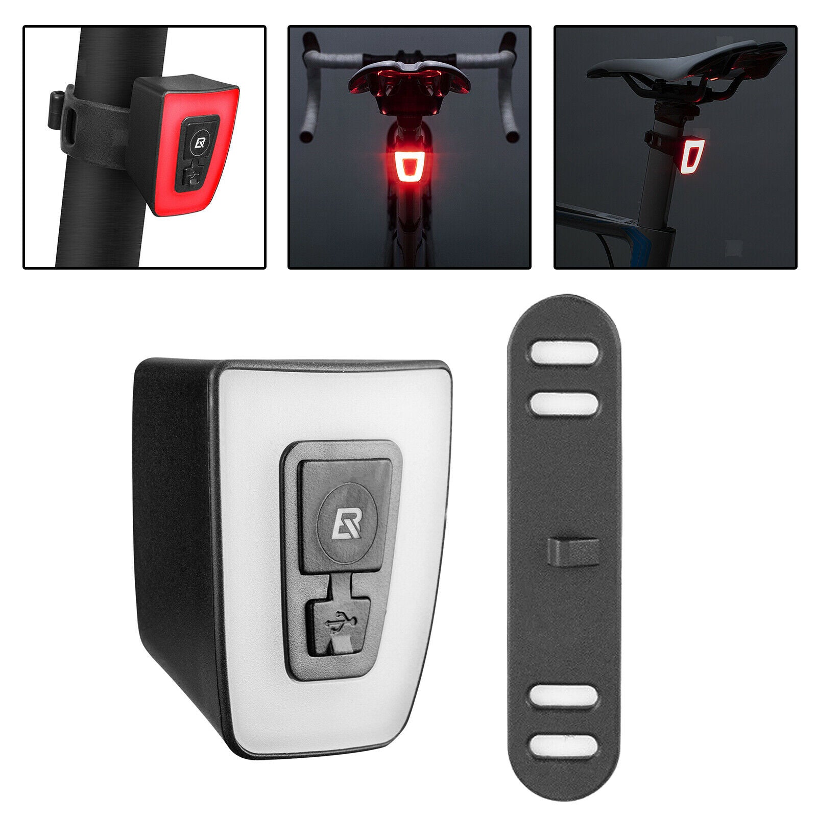 Bike Helmet Rear Light Bicycle LED Taillight USB Rechargeable Safety Riding