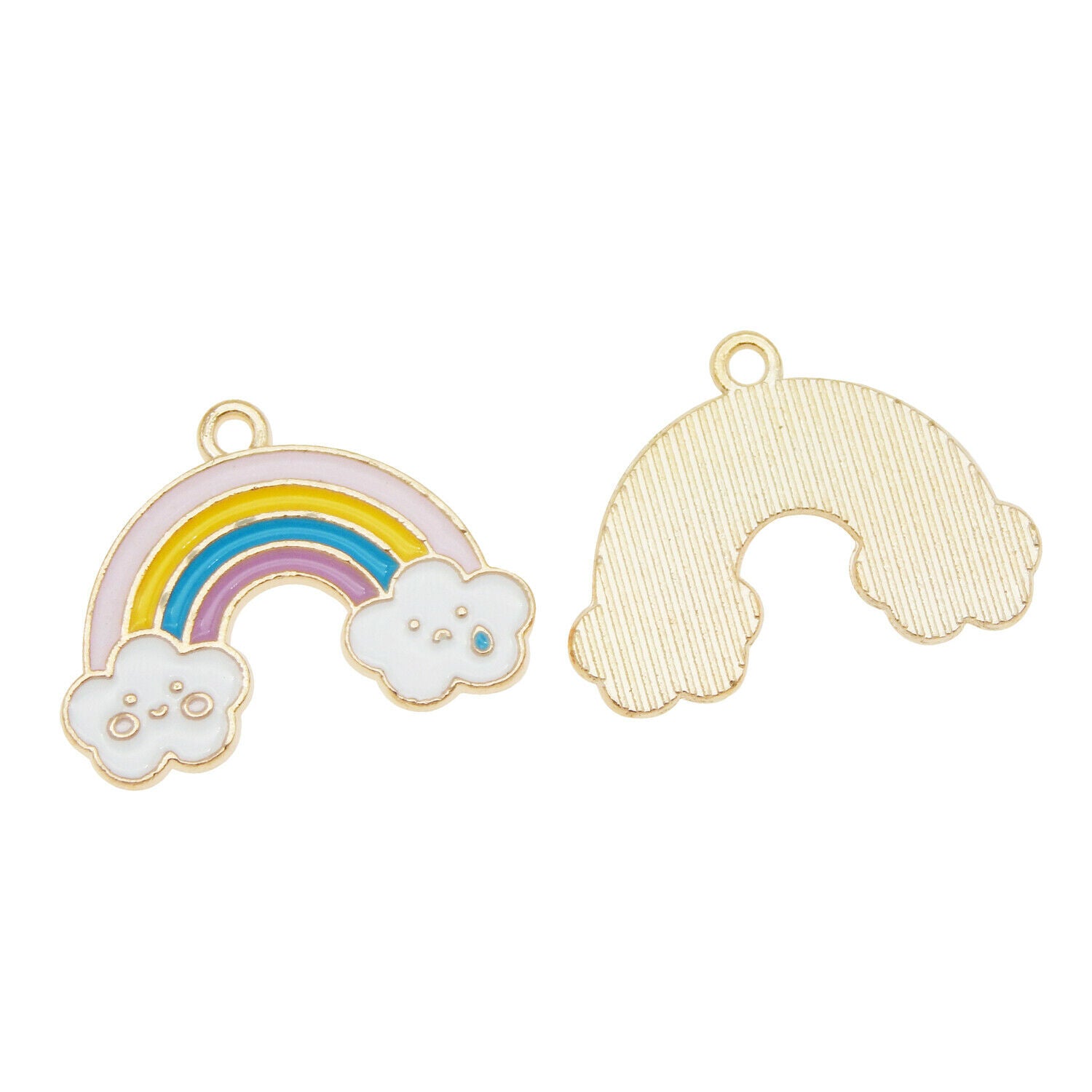 15 Rainbow Enamel Charm Cloud Alloy Pendant Bracelet Craft Jewelry Craft 28x25mm