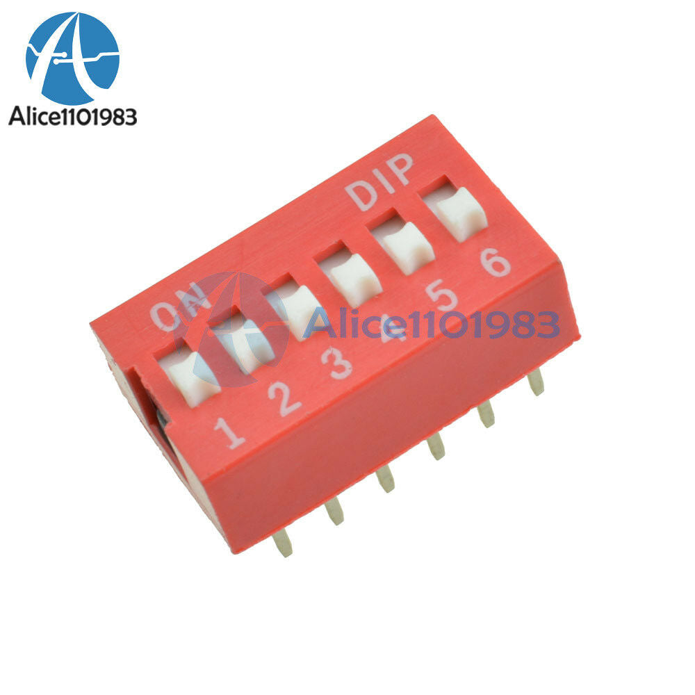 10PCS Slide Type Switch Module 2.54mm 6-Bit 6 Position Way DIP Red Pitch