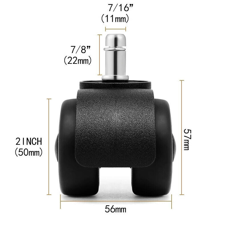 2"Universal Mute Chair Wheel Office Chair Caster Replacement Casters RubberY1