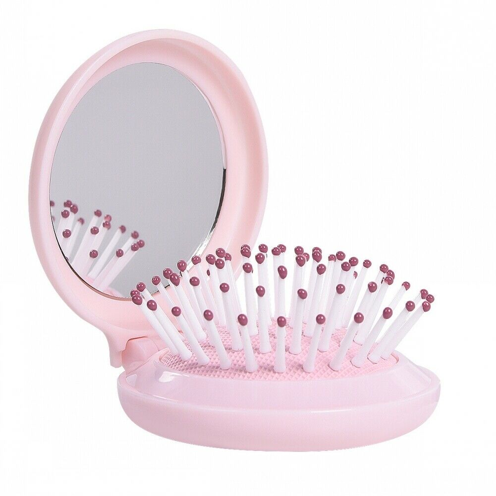 1Pcs Portable Round Mirror Hair Comb Hair Brush Pink Mini Airbag  Hair Brush