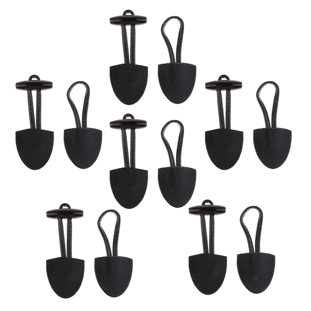 6 Pairs PU Leather Horn Toggle Buttons DIY Duffle Coat Fastener Buckle Accessory