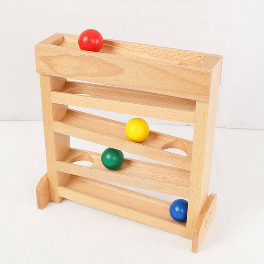 5 Layers Wooden Ball Ramp Racer with 4 Balls Montessori Toys for Toddlers