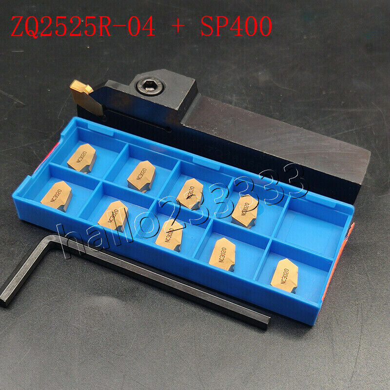 ZQ2525R-04 Lathe External Grooving Cut-Off Holder + SP400 4mm CNC inserts