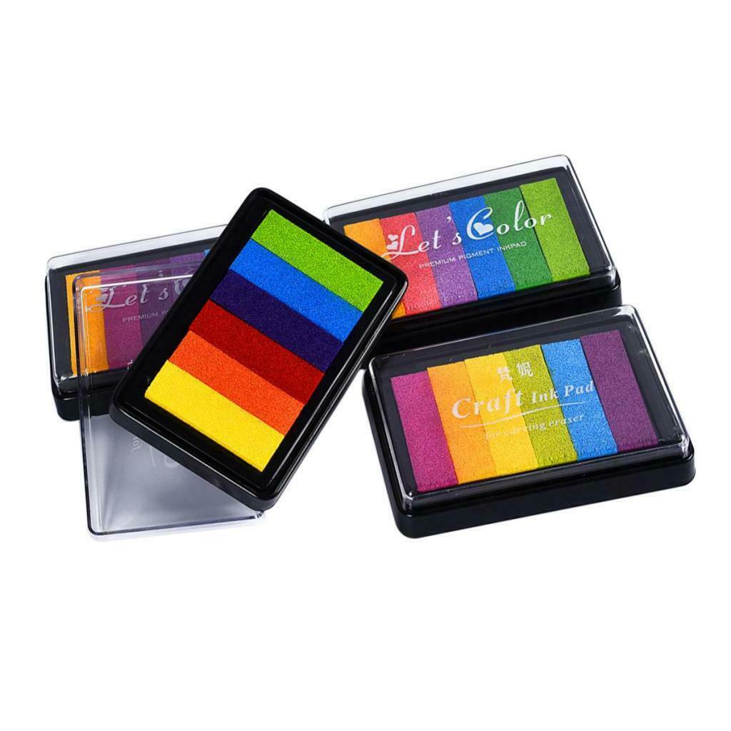 4x Rainbow Arts & Crafts ink pad ink multicolor washable ink 6