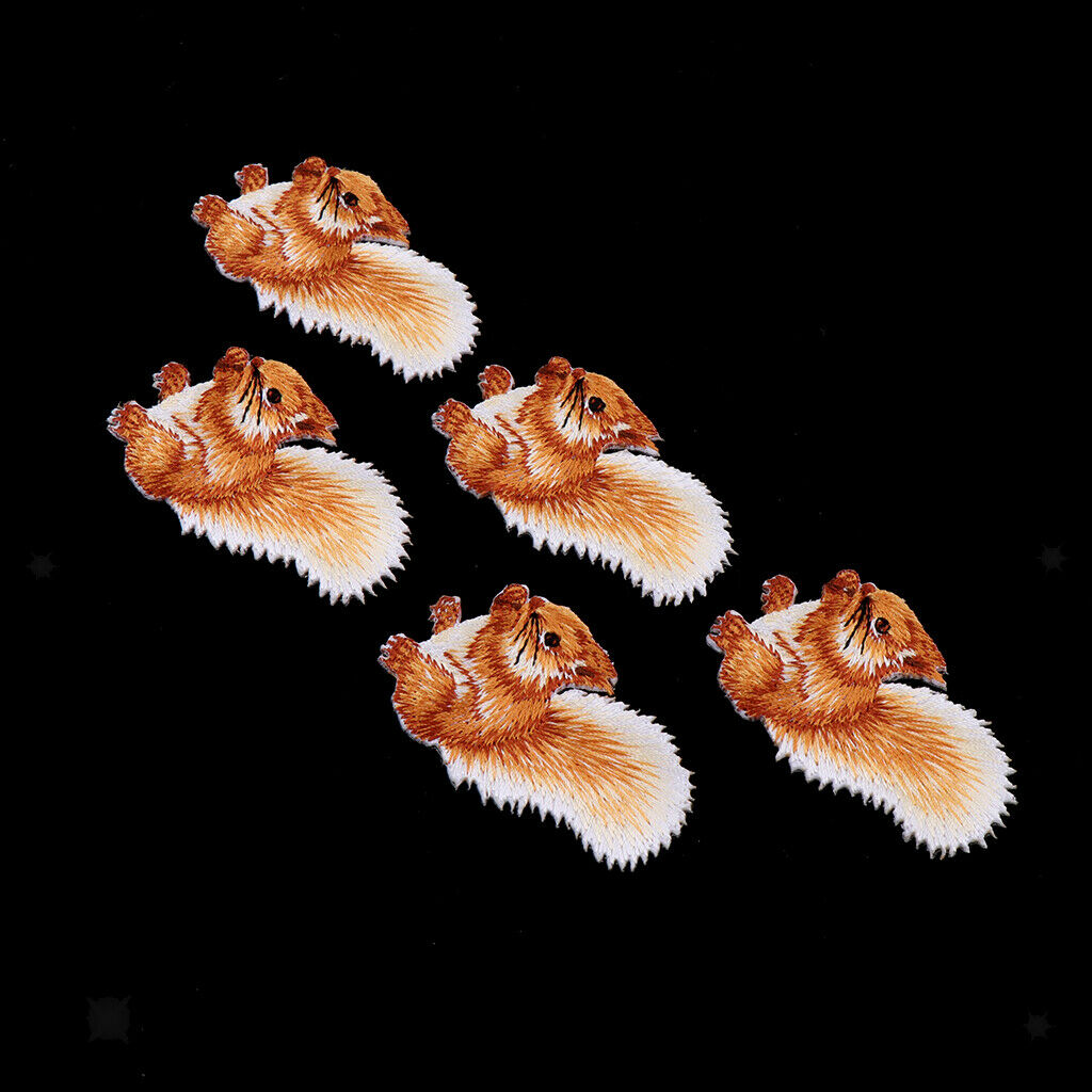 5 Pcs Squirrel Badge Patch Embroidered Applique Sewing Cloth Stickers