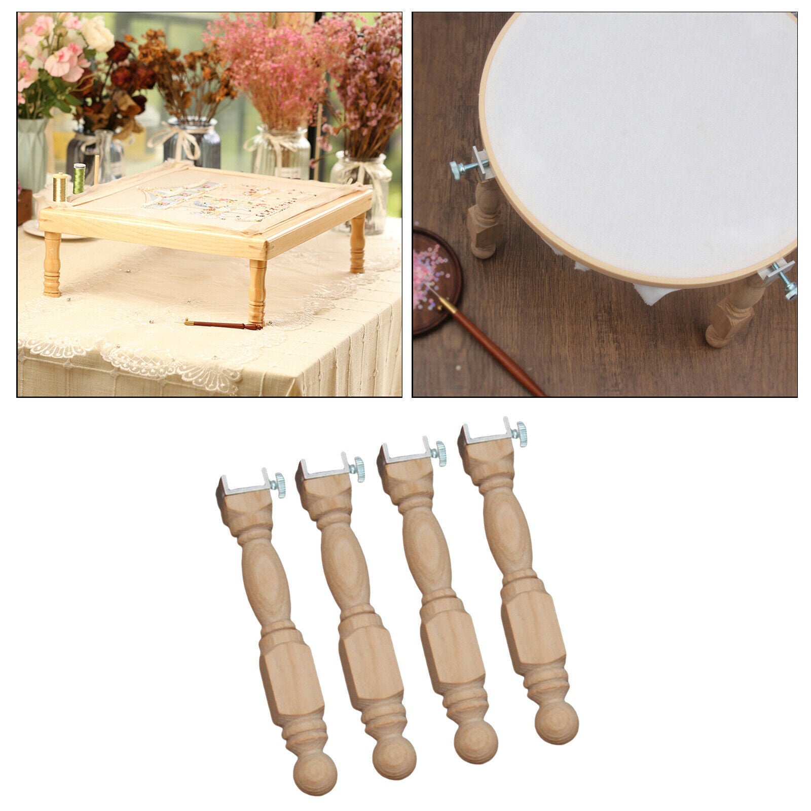 4x Cross Stitch Frame Tabletop Floor Stand Embroidery Sewing Hoop Leg Craft
