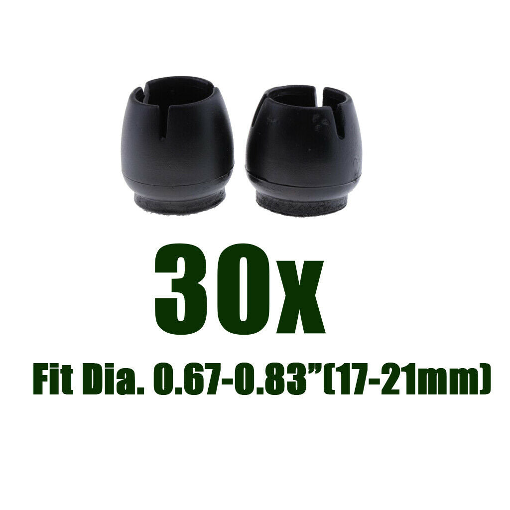 30pcs No-slip Chair Leg Caps Round Wood Furniture Floor Protectors Black