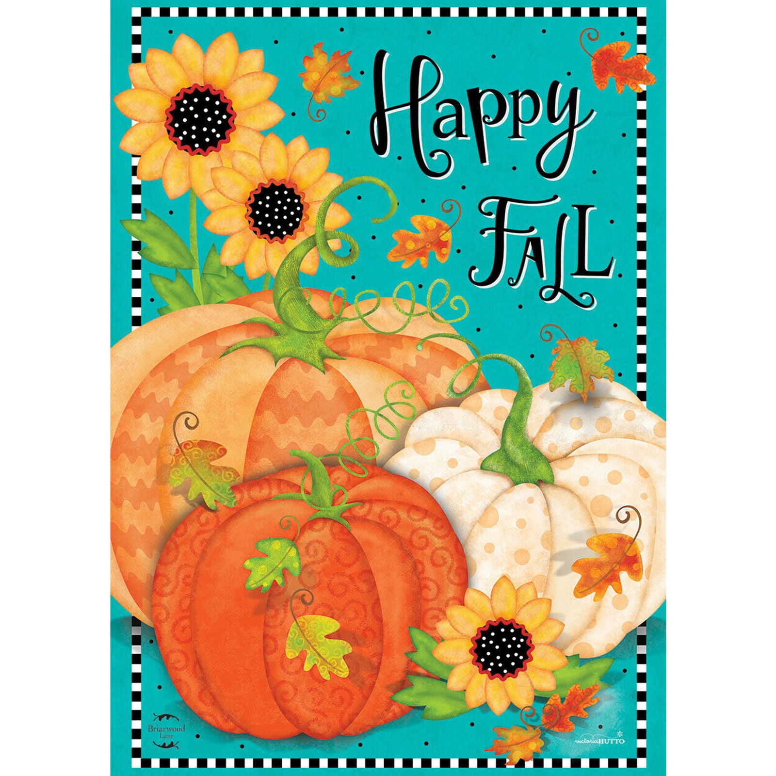 Whimsical Fall Primitive House Flag Autumn Sunflowers 28" x 40" Briarwood Lane