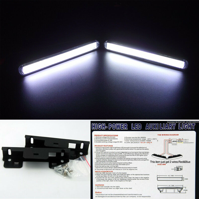 2Pcs Super Bright Car 20W COB 6000K Xenon White LED Light DRL Driving Fog Lamps