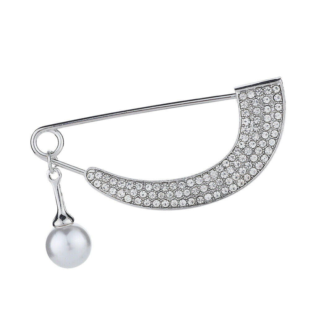 2 Pcs Women's Elegant Shawl Clip Sparkling Full Crystal Brooch Safety Pin