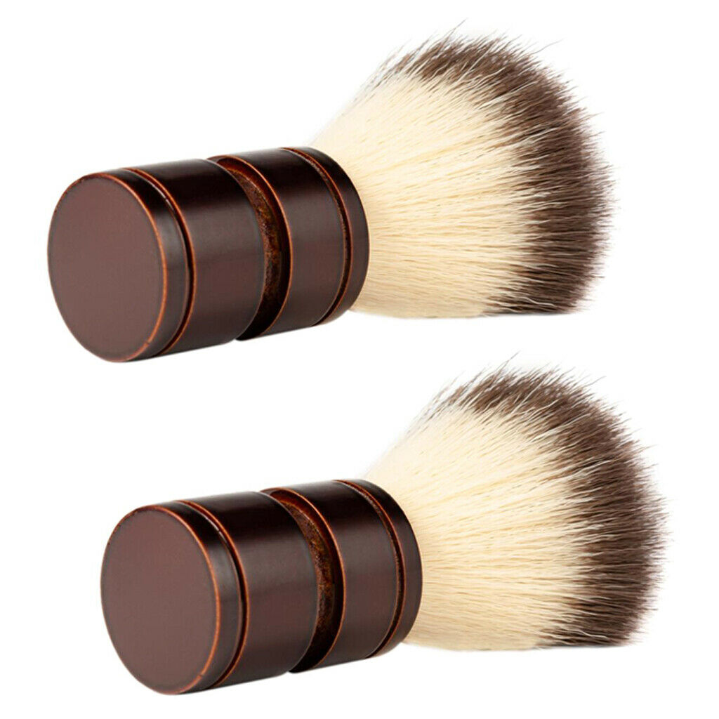2x Premium Nylon Shaving Brushes Wooden Men Shave Brush Beard Cleaning Brush