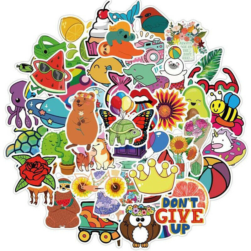 50Pc Cute Cartoon Stickers For Notebook Luggage Guitar PVC Graffiti Stick.l8