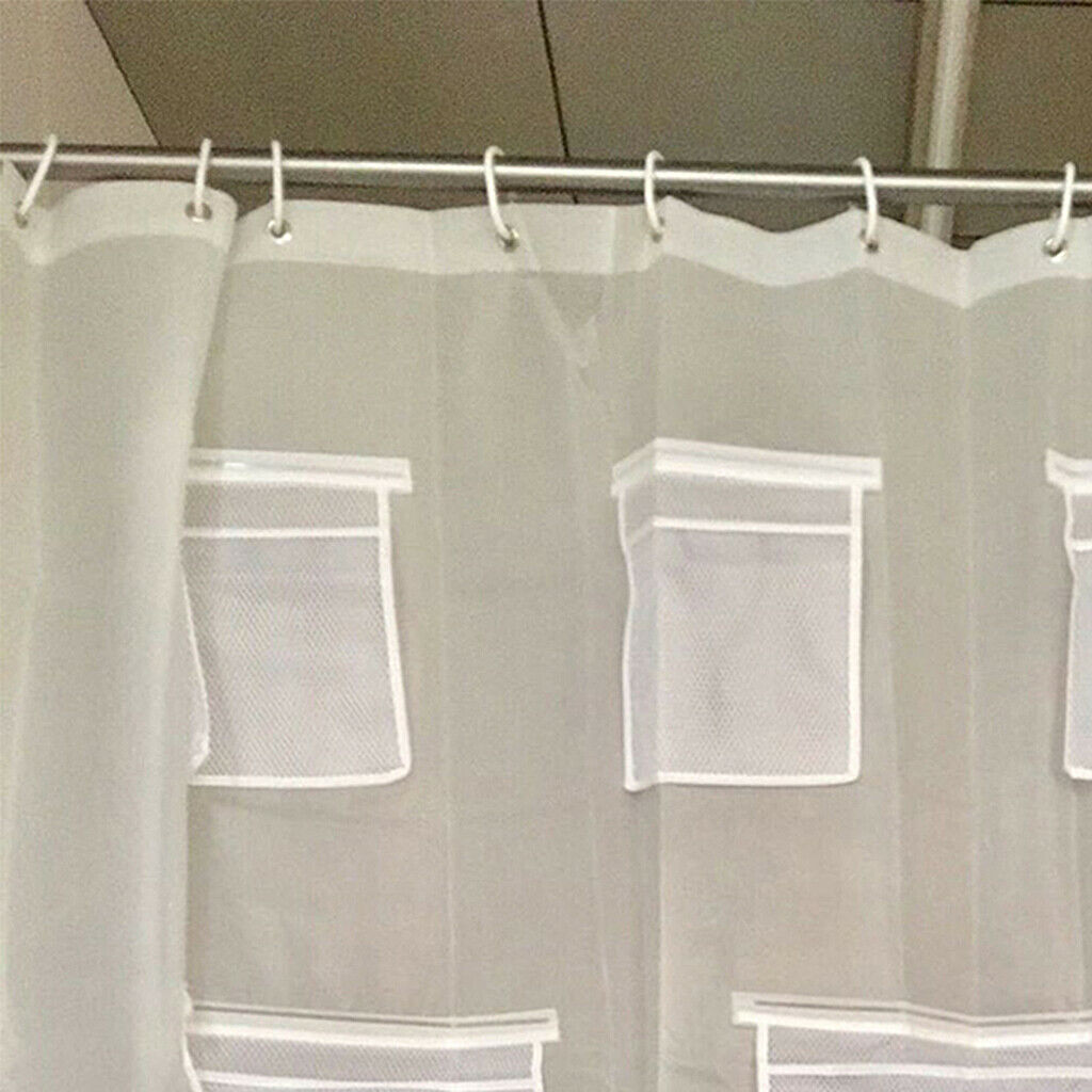 Waterproof Pocket Shower Curtain Liner w/ Metal Grommets for Hotel Home Dorm